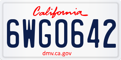 CA license plate 6WGO642