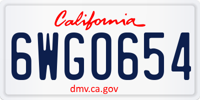 CA license plate 6WGO654