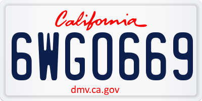 CA license plate 6WGO669