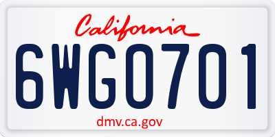 CA license plate 6WGO701