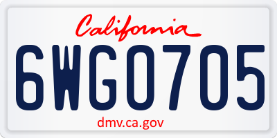 CA license plate 6WGO705