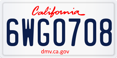CA license plate 6WGO708