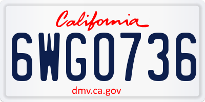CA license plate 6WGO736