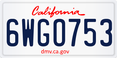 CA license plate 6WGO753