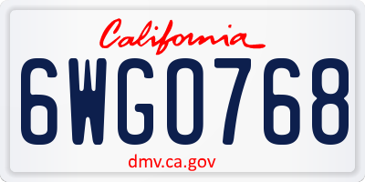 CA license plate 6WGO768