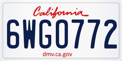 CA license plate 6WGO772