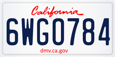 CA license plate 6WGO784