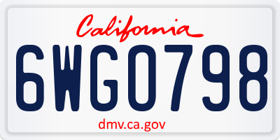 CA license plate 6WGO798