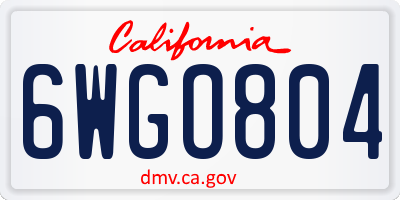 CA license plate 6WGO804