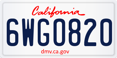 CA license plate 6WGO820