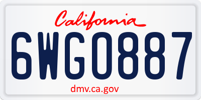 CA license plate 6WGO887