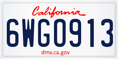 CA license plate 6WGO913