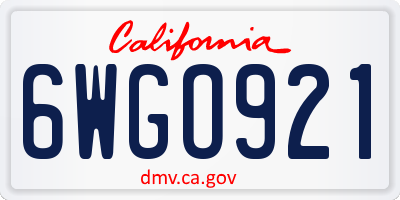 CA license plate 6WGO921