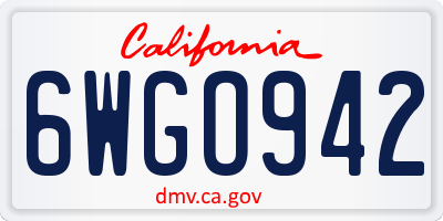 CA license plate 6WGO942