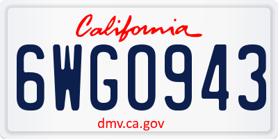 CA license plate 6WGO943