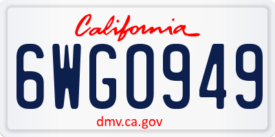 CA license plate 6WGO949