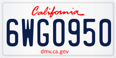CA license plate 6WGO950