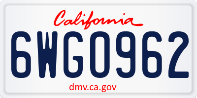 CA license plate 6WGO962