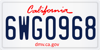 CA license plate 6WGO968