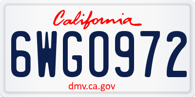 CA license plate 6WGO972