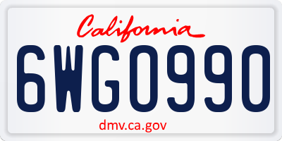 CA license plate 6WGO990