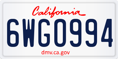 CA license plate 6WGO994