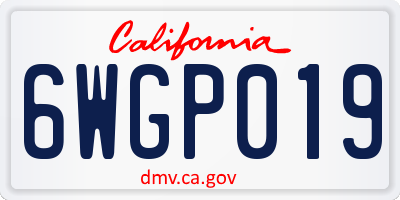 CA license plate 6WGP019