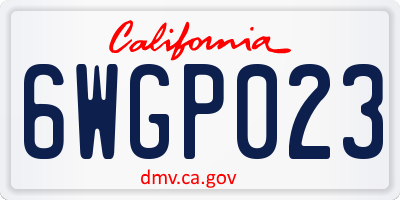 CA license plate 6WGP023