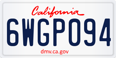 CA license plate 6WGP094