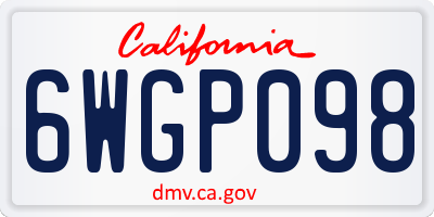 CA license plate 6WGP098
