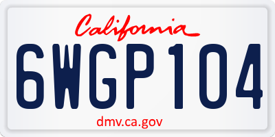 CA license plate 6WGP104