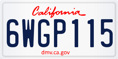 CA license plate 6WGP115