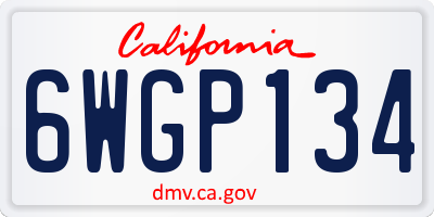 CA license plate 6WGP134