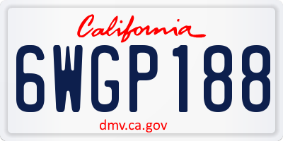 CA license plate 6WGP188