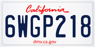 CA license plate 6WGP218