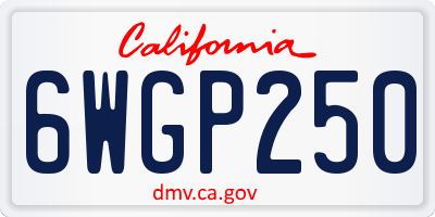 CA license plate 6WGP250