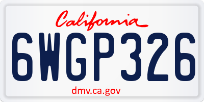 CA license plate 6WGP326
