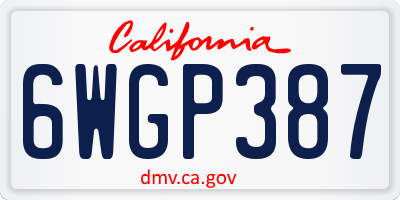 CA license plate 6WGP387