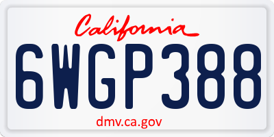 CA license plate 6WGP388