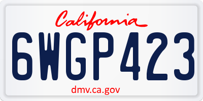 CA license plate 6WGP423