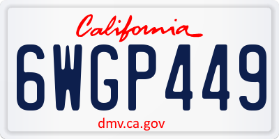 CA license plate 6WGP449