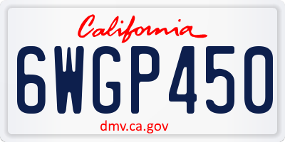 CA license plate 6WGP450