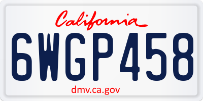 CA license plate 6WGP458