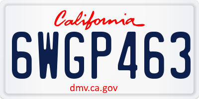 CA license plate 6WGP463
