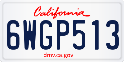 CA license plate 6WGP513
