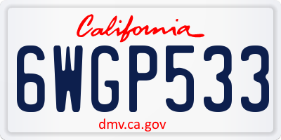 CA license plate 6WGP533