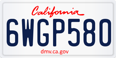 CA license plate 6WGP580