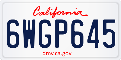 CA license plate 6WGP645
