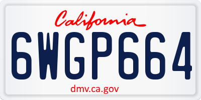 CA license plate 6WGP664