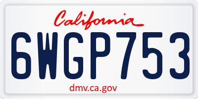 CA license plate 6WGP753